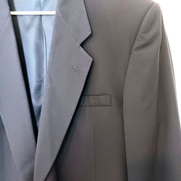 Vtg PERRY ELLIS 46R Navy Blue Wool Blazer MADE IN USA The Coach House 80s 90s - Picture 4 of 14